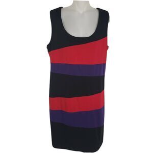 NY Collection Womens Dress Size Large Sheath Knee Length Colorblock Sleeveless